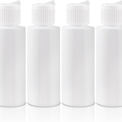 4pcs Small Plastic Flip Top Bottles, 2oz Empty Squeeze Bottles with Flip Top Caps, Refillable Squeeze Travel Containers for Cosmetics Shampoo Lotions- White.