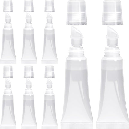 8pcs Empty Lip Gloss Squeeze Tubes, 10ml Refillable Lip Balm Containers with Screw Cover, Clear Soft Portable Empty Tube Makeup Containers for Travel Toiletries.