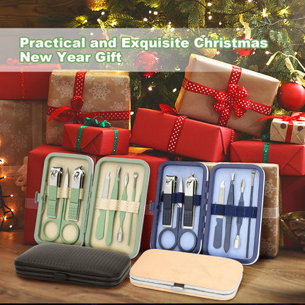 Manicure Set-Stainless Steel Nail Care Set-Professional 7 in 1 Ingrown Toenail Clipper Grooming Tool-Pedicure Kit & Toe Nail Cutter-Thick Nail Scissors Toiletries with Cuticle Trimmer (Green).