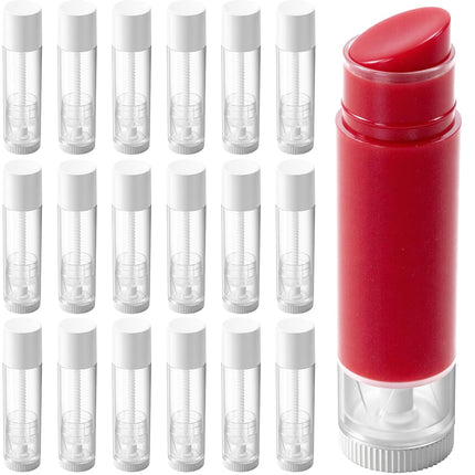 18pcs 5g Lip Balm Tubes, Empty Twist-up Lip Balm Container with Caps, Plastic Rotatable Refillable Lip Gloss Tubes for Homemade Chapsticks Lipsticks Deodorant Perfume- White.