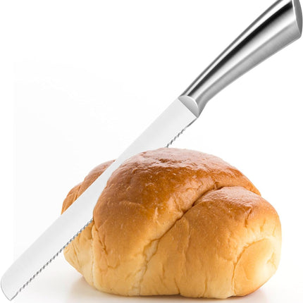 Serrated Bread Knife, Pastry-Slicer - 10 Inch/24CM Blade,One-Piece Stainless Steel Design,Best Knives for Slicing Bread, Bagels, Cake.