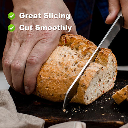 Serrated Bread Knife, Pastry-Slicer - 10 Inch/24CM Blade,One-Piece Stainless Steel Design,Best Knives for Slicing Bread, Bagels, Cake.