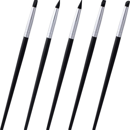 5pcs Silicone Paint Brush, Flexible Sculpting Shapers Brushes, Professional 5 Shape Tip Paint Pens DIY Tools for Painting Carving Pottery Clay Nail Art Handicraft- Black.