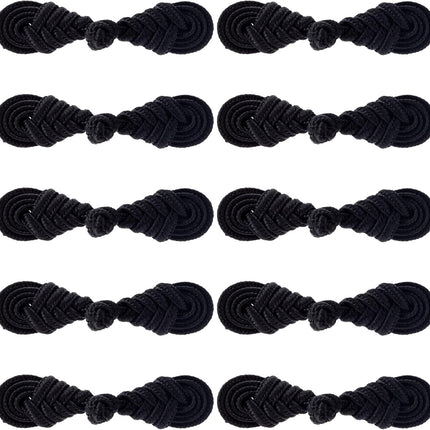 10 Pairs Black Chinese Closure Buttons, Handmade Frog Closures for Clothing, Sewing Buttons Fasteners for Dress Cheongsam Tang Suit Coats Costumes Scarf Cloak.