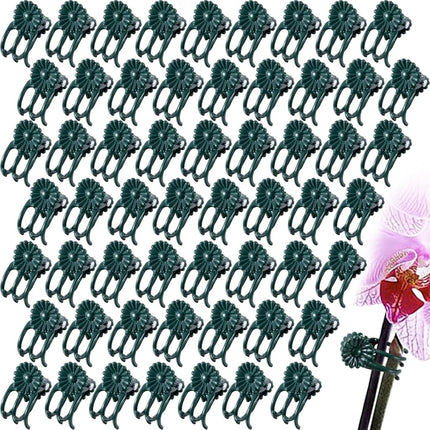 60pcs Orchid Clips for Plants Support, Plant Orchid Support Clips, Vine Tools Supports for Garden Climbing Stems Vines Climbing Plants- Dark Green.