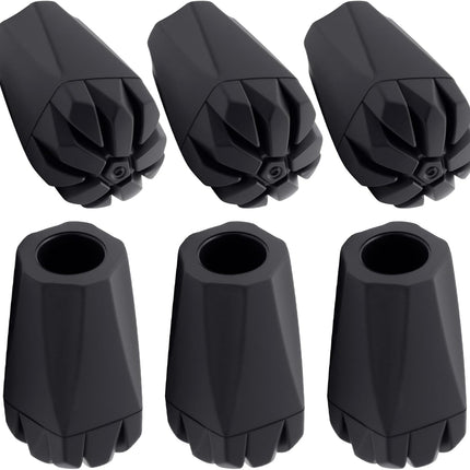6pcs Anti-Slip Walking Stick Tips, Shock Absorption Trekking Pole Tips Replacements for Hiking Pole for Outdoor Hikers, Mountaineers-Black.