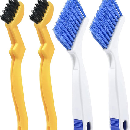 4 PCS Multi Purpose Small Crevice Cleaning Brushes for Tight Narrow Space, Small Scrub Brush Set for Scrubbing Cleaning Kitchen Sink Bathroom Shower Corner Household Use.