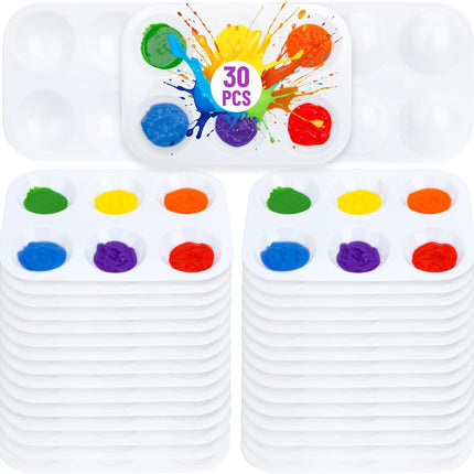 - Plastic Paint Palette, 30 Pack, 6 Wells, White Rectangular Paint Tray Palette for Painting, DIY Craft.