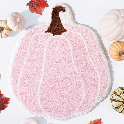 Bathroom Rugs Halloween Pink Rug Cute Pumpkin Bath Mat for Living Room, Bedroom Small Fluffy Washable Rug Non Slip Bath Mats Thanksgiving Door Mat Autumn.