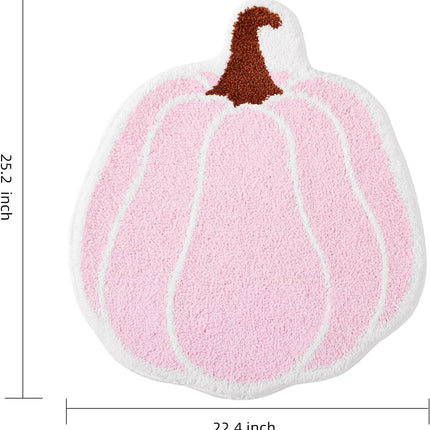 Bathroom Rugs Halloween Pink Rug Cute Pumpkin Bath Mat for Living Room, Bedroom Small Fluffy Washable Rug Non Slip Bath Mats Thanksgiving Door Mat Autumn.