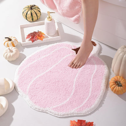 Bathroom Rugs Halloween Pink Rug Cute Pumpkin Bath Mat for Living Room, Bedroom Small Fluffy Washable Rug Non Slip Bath Mats Thanksgiving Door Mat Autumn.