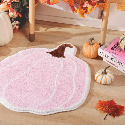 Bathroom Rugs Halloween Pink Rug Cute Pumpkin Bath Mat for Living Room, Bedroom Small Fluffy Washable Rug Non Slip Bath Mats Thanksgiving Door Mat Autumn.