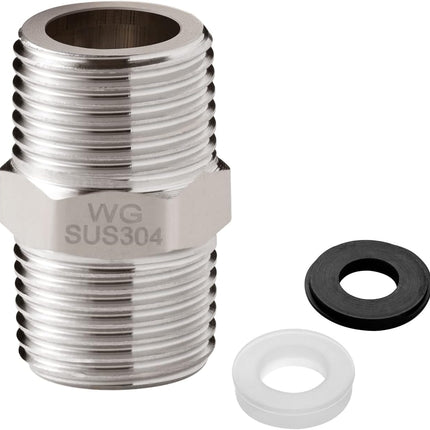 Shower Hose Extension Connector, 1/2 to 1/2 Shower Hose Extender Fitting Extra Long Joint, Used to Connect Two Hoses, Solid Stainless Steel, 1 PCS.