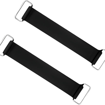 2 PCS Motorcycle Battery Strap, Elastic Rubber Battery Strap Fixed Holder Belt with Metal Buckles, Stretchable Tie Down Band Replacement for ATV Scooter Motorcycle Batteries.