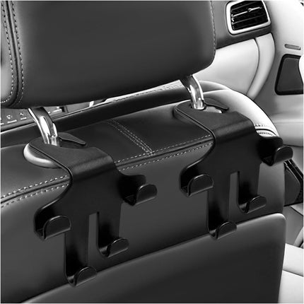 2PCS Car Seat Headrest Hooks, 4-in-1 Sturdy Car Seat Back Hanger Multifunctional Hanging Holder, Heavy Duty Auto Storage Hook Organizer for Handbags Purses Coats Grocery Bags.