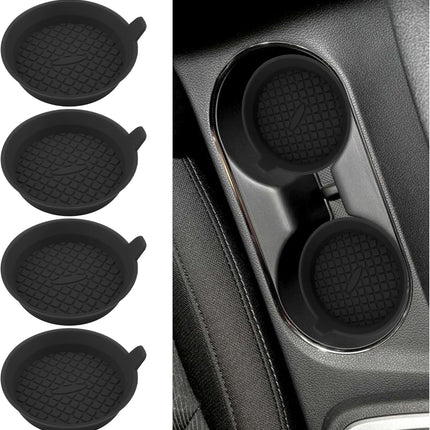 4PCS Silicone Car Coasters with Diamond Shape Design,Non-Slip & Heat Resistant Car Cup Holder Coaster,Universal Cup Holder Insert Car Interior Accessories for Women/Men (Black).