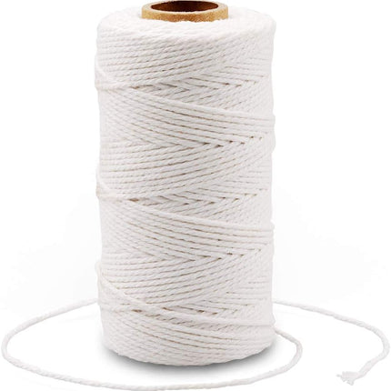 White String, Cotton Bakers Twine, 328 Feet 2MM Natural White Cotton String for Crafts, Gift Wrapping Twine, Home Decor, Gift Packaging.