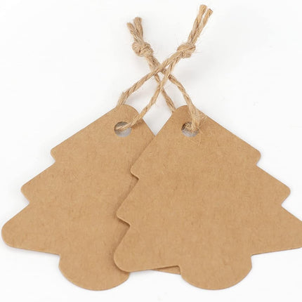 Christmas Tree Gift Tags,Gift Wrap Tags,100 Pcs Kraft Paper Gift Tag with String,Blank Craft Gift Tag with Natural Jute Twine String.