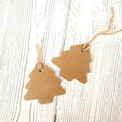 Christmas Tree Gift Tags,Gift Wrap Tags,100 Pcs Kraft Paper Gift Tag with String,Blank Craft Gift Tag with Natural Jute Twine String.