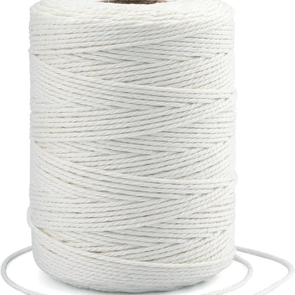 White String, 2MM 656 Feet White Cotton String, Cotton Bakers Twine for Meat, Roasting, Gift Wrapping, Gardening, Macrame, DIY Art & Crafts (200M/218Yard,12Ply).