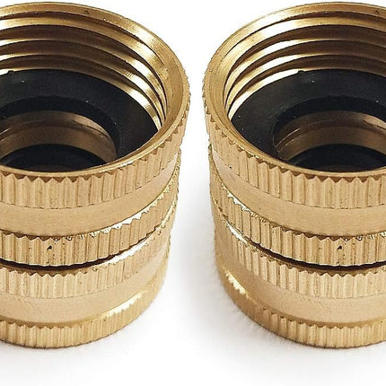 2 Pack 3/4" Brass Garden Hose Connector with Dual Swivel for Male Hose to Male Hose, Double Female.