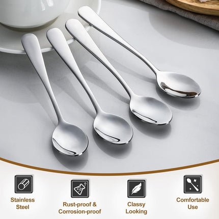6-Piece Demitasse Espresso Spoons, 4 Inches Stainless Steel Mini Coffee Spoons.