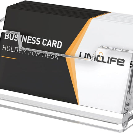 Acrylic Business Card Holder for Desk 1 Slot Clear Business Card Display Stand for Men & Women Desktop Business Card Organizer Card Stand for Office Home Exhibition, 60 Card Capacity.