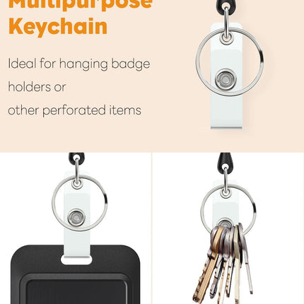 Floral Retractable Badge Reel for Badge Holder White Flower Heavy Duty Retractable Keychain Strong ABS Casing with Stainless Steel Spring Coil 24 Inch Nylon Rope Carabiner Clip and Key Ring.