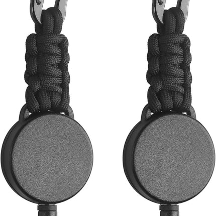 2 Pack Retractable Keychain, Retractable Key Holder, Heavy Duty Badge Reel for Keys and ID Card, Extendable Badge Holder Clip with Carabiner Paracord and Key Ring.