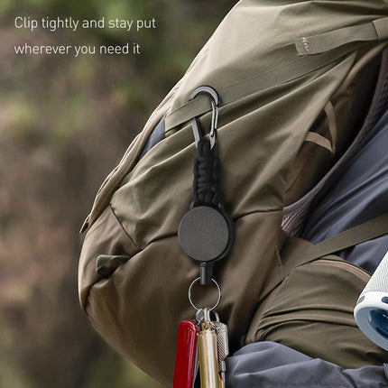 2 Pack Retractable Keychain, Retractable Key Holder, Heavy Duty Badge Reel for Keys and ID Card, Extendable Badge Holder Clip with Carabiner Paracord and Key Ring.