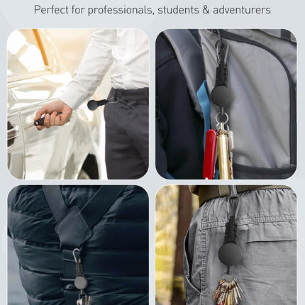 2 Pack Retractable Keychain, Retractable Key Holder, Heavy Duty Badge Reel for Keys and ID Card, Extendable Badge Holder Clip with Carabiner Paracord and Key Ring.