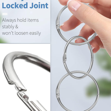 Loose Leaf Binder Rings 2 Inch Smooth Steel Book Rings for Index Cards Flash Cards Receipts Memos Photos and Files Heavy Duty Organizers Loops for Office School and Home Use, 12 Pack.