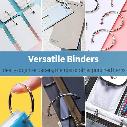 Loose Leaf Binder Rings 2 Inch Smooth Steel Book Rings for Index Cards Flash Cards Receipts Memos Photos and Files Heavy Duty Organizers Loops for Office School and Home Use, 12 Pack.