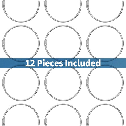 Loose Leaf Binder Rings 2 Inch Smooth Steel Book Rings for Index Cards Flash Cards Receipts Memos Photos and Files Heavy Duty Organizers Loops for Office School and Home Use, 12 Pack.