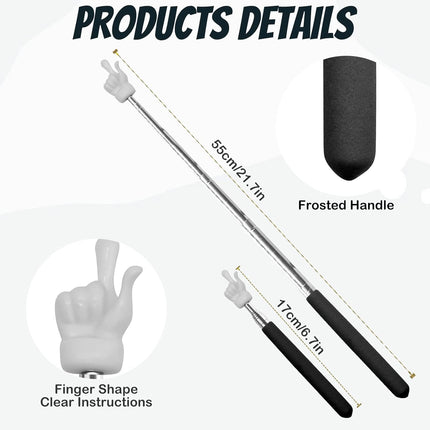 2Pcs Telescopic Teachers Pointer, Extendable Hand Pointer Finger Pointer Stick, Mini Retractable Classroom Pointer for Elementary School Kindergarten Teacher, Classroom Supplies (Black).