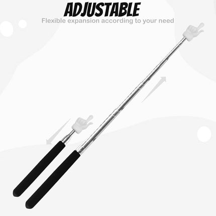 2Pcs Telescopic Teachers Pointer, Extendable Hand Pointer Finger Pointer Stick, Mini Retractable Classroom Pointer for Elementary School Kindergarten Teacher, Classroom Supplies (Black).