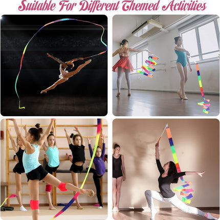 2Pcs Ribbon wands Rainbow Dance for Kids, 78.74 Inch Rhythmic Gymnastics Ribbon Dancer Wand with Rod, Soft Rainbow Ribbon Twirling Dance Streamers for Kids Girls Adults Artistic Dancing (Colorful).