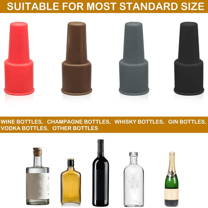 8Pcs Silicone Wine Stopper for Wine Bottles, Reusable Sparkling Wine Bottle Stopper, Silicone Wine Seal Stopper, Wine Bottle Cover Caps to Keep Wine Fresh, Beer Champagne Stopper Home Use(4 Colors).