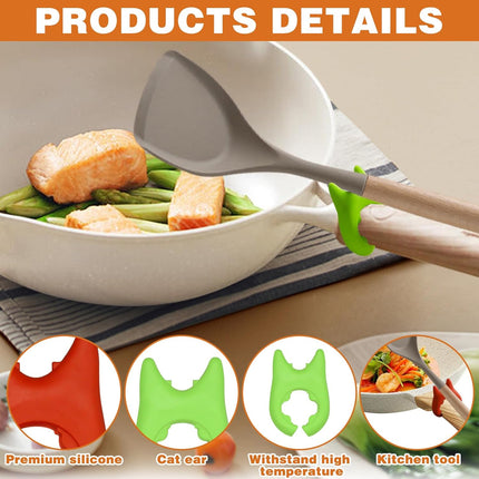2pcs Silicone Pot Holders, Adjustable Kitchen Silicone Spoon Rest Suitable for Placing Spoons and Spatulas After Cooking in a Steamer Utensil Rest, Anti-Slip Spatula Pot Spoon Holder (Green/Red).