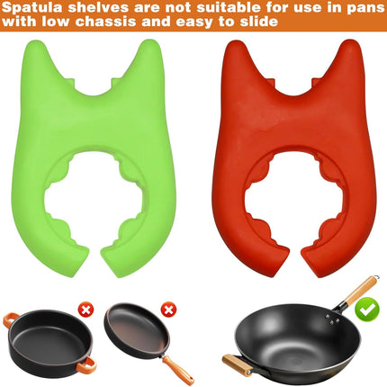 2pcs Silicone Pot Holders, Adjustable Kitchen Silicone Spoon Rest Suitable for Placing Spoons and Spatulas After Cooking in a Steamer Utensil Rest, Anti-Slip Spatula Pot Spoon Holder (Green/Red).