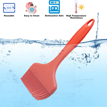 Silicone Basting Brush, Large BBQ Pastry Brush for Cooking, Extra Wide Basting Brush for Grilling Cooking Baking, Kitchen Brush Heat Resistant BBQ Food Brush for Sauce Butter Oil Marinades(Red).