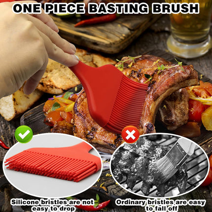 Silicone Basting Brush, Large BBQ Pastry Brush for Cooking, Extra Wide Basting Brush for Grilling Cooking Baking, Kitchen Brush Heat Resistant BBQ Food Brush for Sauce Butter Oil Marinades(Red).
