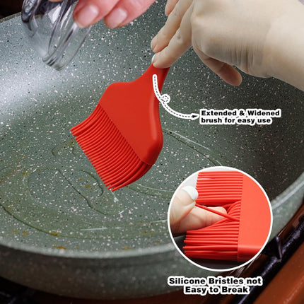 Silicone Basting Brush, Large BBQ Pastry Brush for Cooking, Extra Wide Basting Brush for Grilling Cooking Baking, Kitchen Brush Heat Resistant BBQ Food Brush for Sauce Butter Oil Marinades(Red).