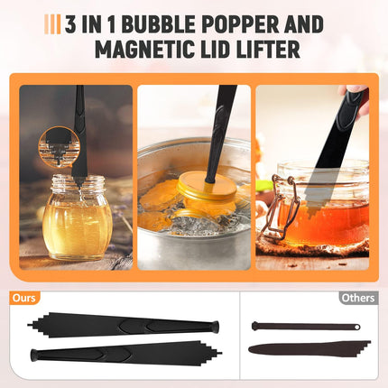 Magnetic Jar Lid Lifter and Canning Bubble Popper Remover Measurer, 3 In 1 Canning Tools Supplies for Pot Home (2PCS).