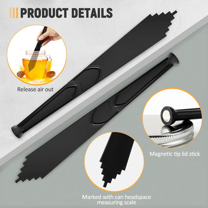 Magnetic Jar Lid Lifter and Canning Bubble Popper Remover Measurer, 3 In 1 Canning Tools Supplies for Pot Home (2PCS).