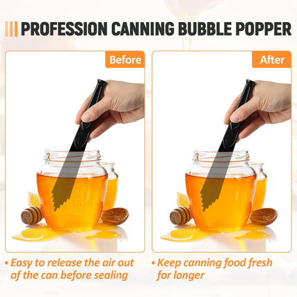 Magnetic Jar Lid Lifter and Canning Bubble Popper Remover Measurer, 3 In 1 Canning Tools Supplies for Pot Home (2PCS).