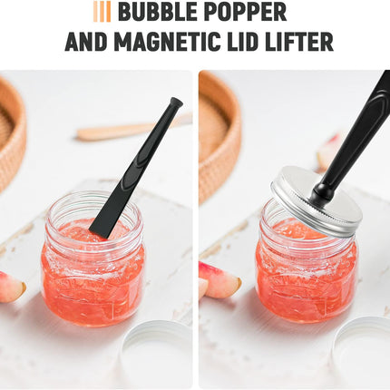 Magnetic Jar Lid Lifter and Canning Bubble Popper Remover Measurer, 3 In 1 Canning Tools Supplies for Pot Home (2PCS).