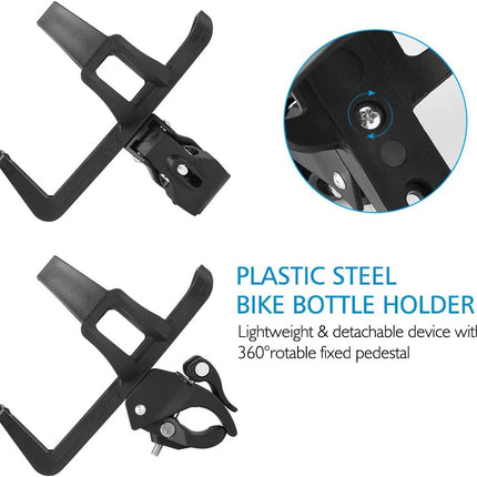 Bike Water Bottle Holders No Screws, Universal Bike Cup Holder, 360 Degree Rotatable Bike Water Bottle Cage, Water Bottle Holders for Kids Bike Adult Bike, Black.