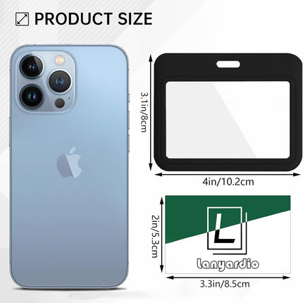 1 Pcs ID Badge Holder with Double-Sided Windows Horizontal Hard Plastic Case Black Card Protector Pouch for Office School ID Credit Cards Proximity Key Cards Driver’s Licenses and Passes.
