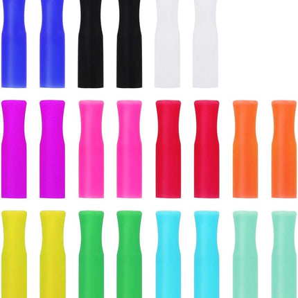 22Pcs Reusable Straws Tips, Silicone Straw Tips, Multi-color Food Grade Straw Tip Covers Only Fit for 1/4 Inch Wide(6MM Out diameter) Stainless Steel Straws by.